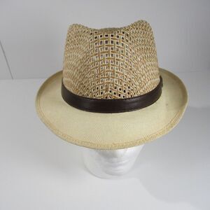 Som-Mer‎ Camping Beige Tan Straw Fedora Hat Size Medium